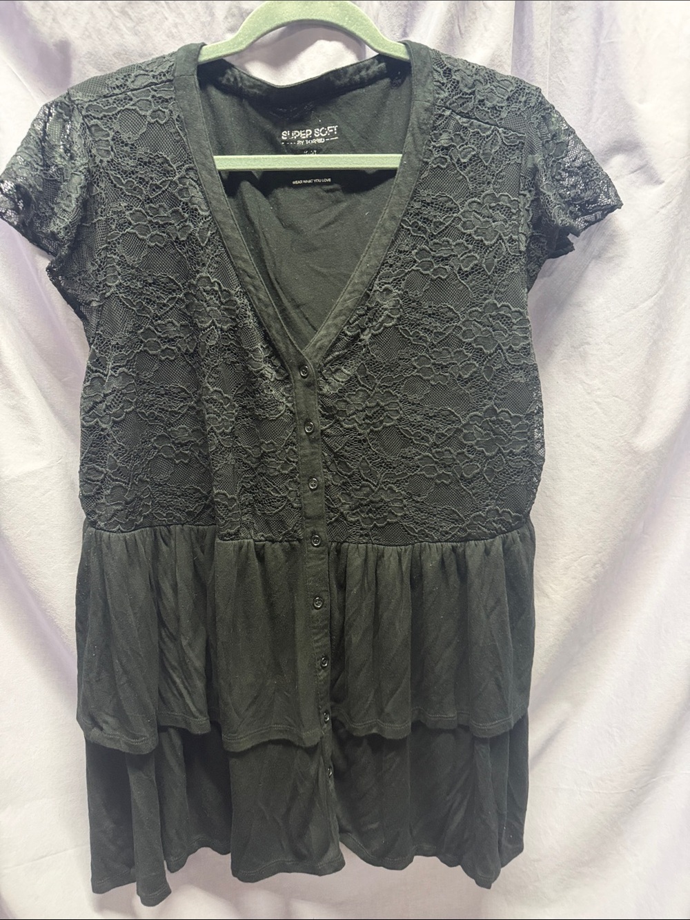 Torrid Black Super Soft Knit Top with Lace Detail